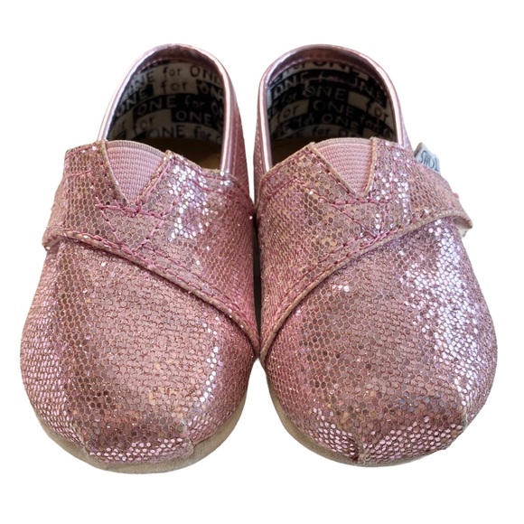 Toms ❤︎ Tiny Glitter Classic Walker Slip On Shoe Sneaker Baby Walker ❤︎ Pink - Picture 2 of 11